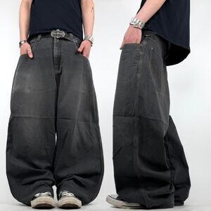 Vintage y2k faded black grunge archive baggy wide leg skater jeans